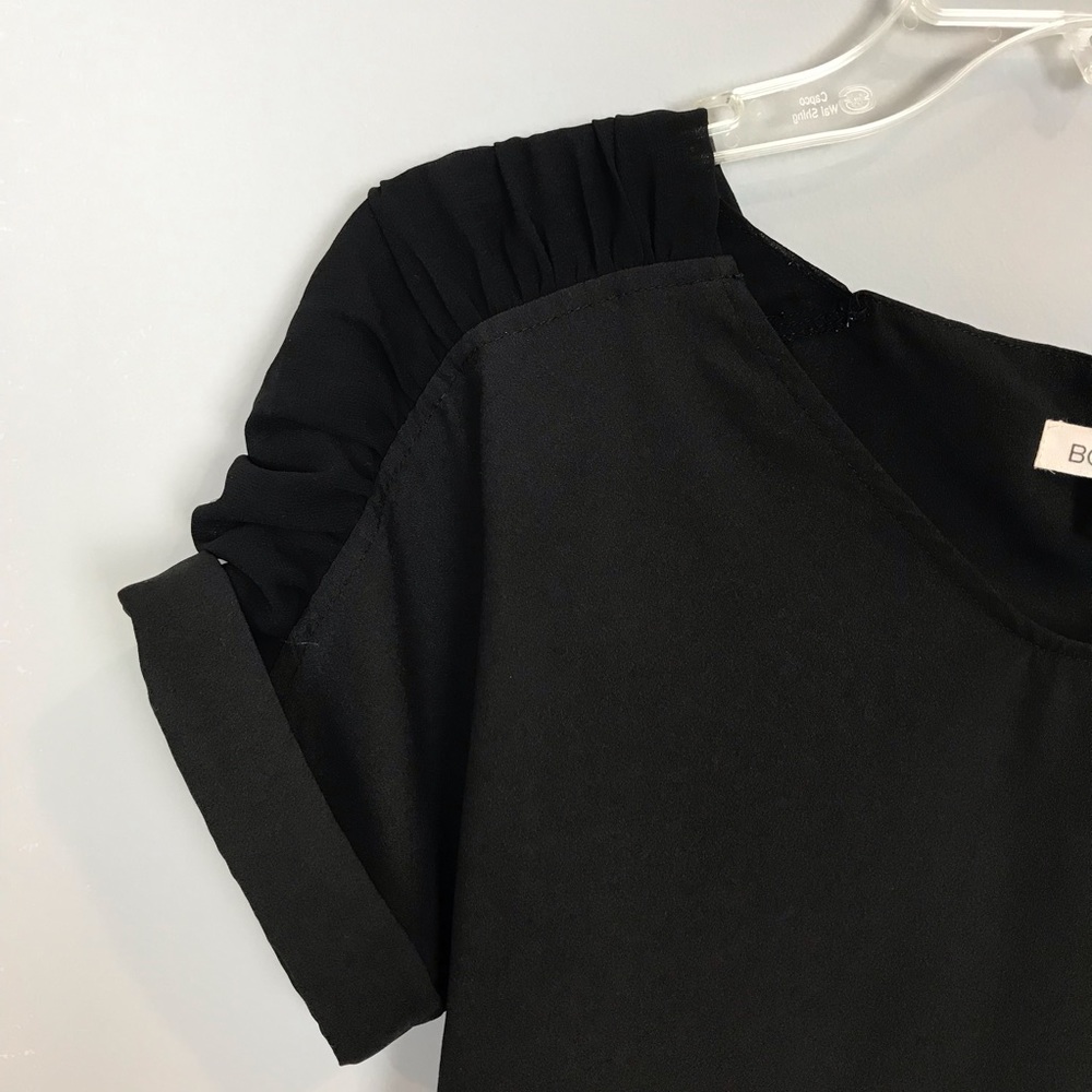 BCBG Top Rushed Sleeves Black B - Picture 2 of 8